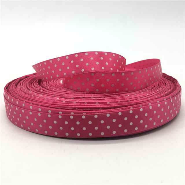 5/8"(15mm) Polka Dots Satin Ribbon Printed Polyester Ribbon DIY Christmas Wedding Decoration