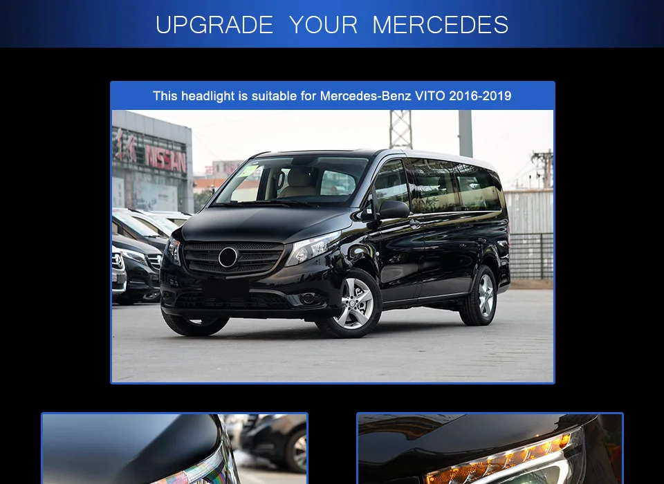 AKD тюнинг автомобильных фар для Mercedes-Benz VITO- светодиодные фары DRL ходовые огни Биксеноновые лучевые огни ангельские глазки