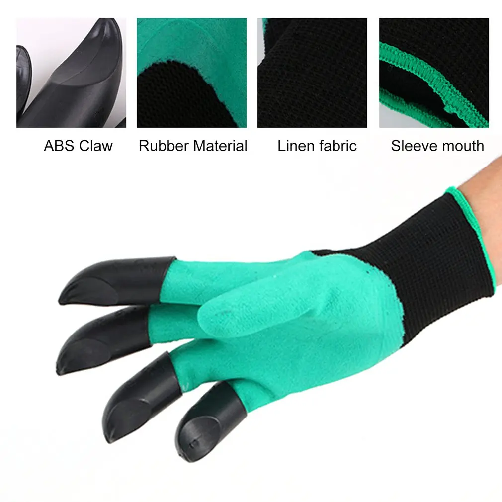 1 Pair Gardening Gloves for Garden Digging Planting with 8 ABS Plastic Claws Garden Working Protection Gloves Garden Gloves
