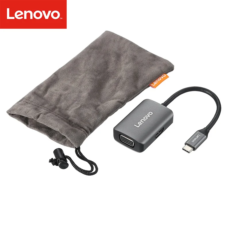 Lenovo USB C к HDMI 4K VGA адаптер USB 3,1 type C USB-C к VGA HDMI видео конвертеры адаптер для Macbook Pro - Цвет: Серый