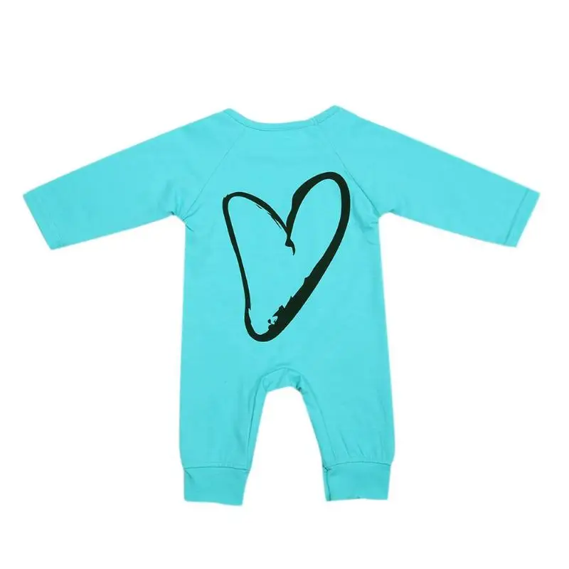 Одежда для маленьких девочек комбинезон с принтом любовь Мягкий длинными