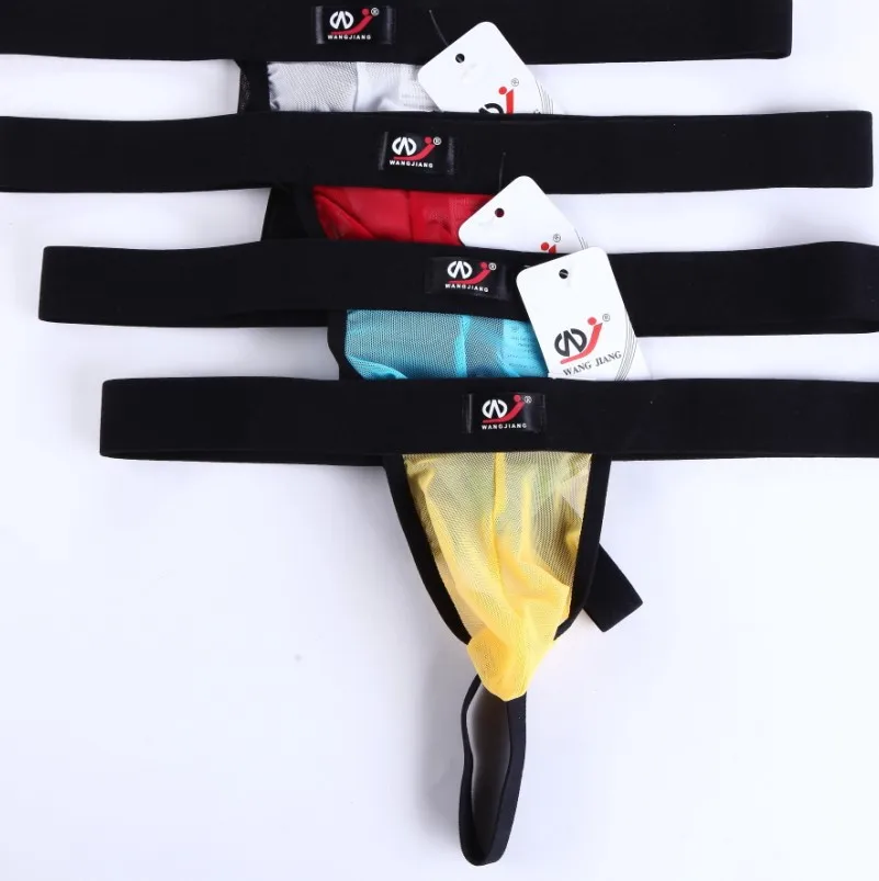 

WJ brand Sexy Gay Underwear Men Transparent mesh Jockstrap G String Homme Slip Sexy Erotic Homens Mens Thongs G Strings Gay