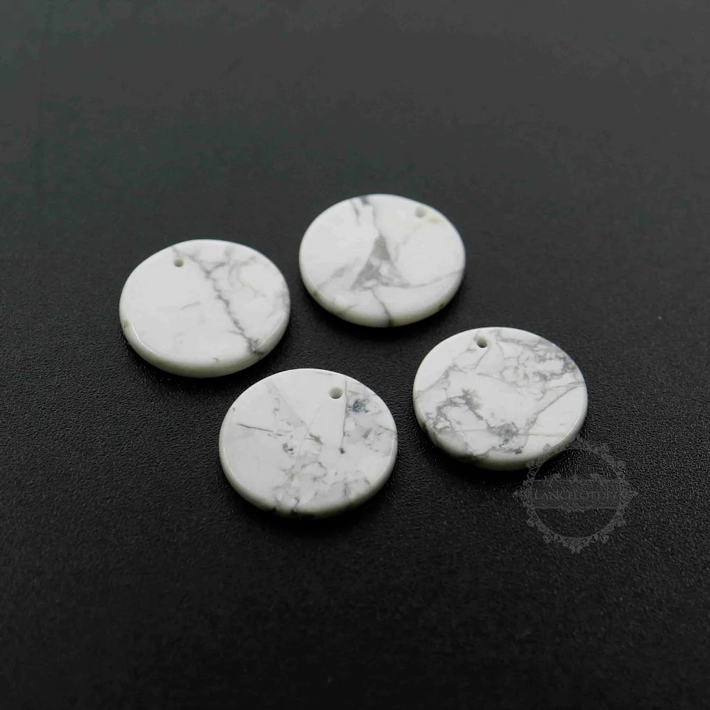 

18MM Round 2MM Thick White Marble Stone Charm DIY Jewelry Supplies Findings 1800388