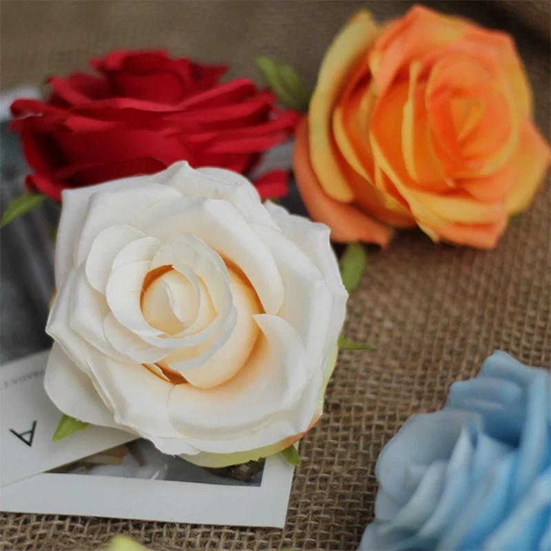 

8cm Silk Rose Artificial Flower Wedding Home Furnishings DIY Wreath Sheet Handicrafts Simulation Fake Flowe Valentine'S Day Gift
