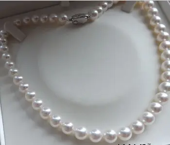 

new beautiful natural AAA round 9-10mm white pearl necklace 18INCH 36" earring set