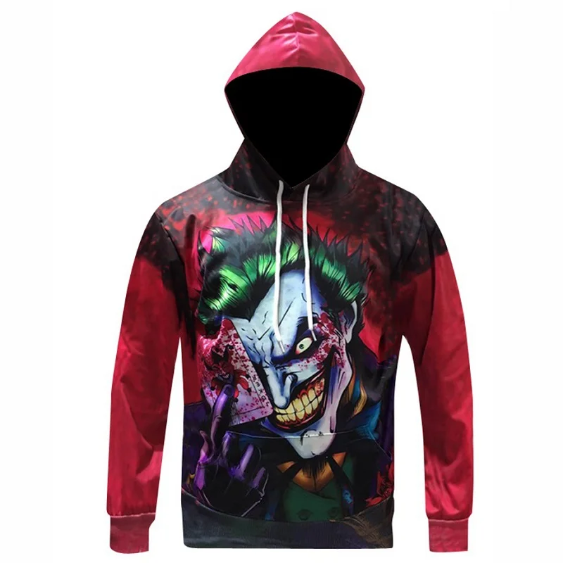 

2017 new the Joker Hoodies Men Women funny comics character joker with poker 3d Hoodie Hip Hop Outfits Pullover Tracksuit