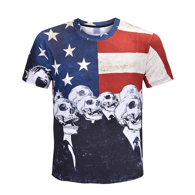 onseme america flag skull prints t shirts luxury gangsta skull 3d t