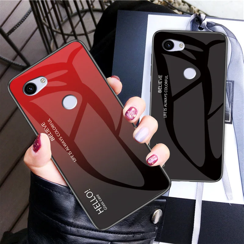 

For Google Pixel 3A 3A XL Case Pixel 3A Tempered Glass Luxury Gradient Soft Silicone Frame Back Cover For Google Pixel 3AXL Case