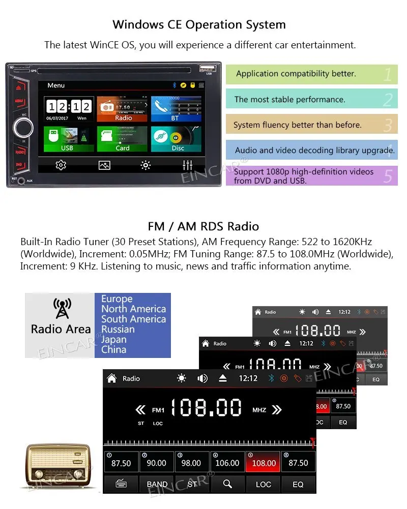 Excellent Double 2 Din Car Radio Stereo DVD Player Backup Camera 6.2