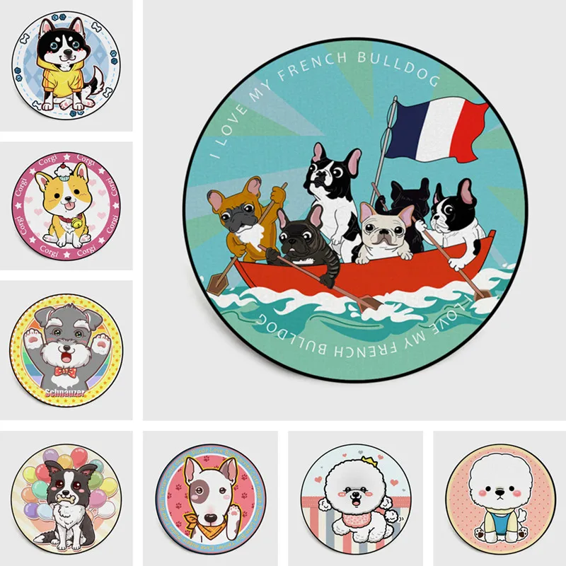 Милый мультфильм собака ковер плюшевый круговой коврики для детей подъем подушки коврик для спальни Детская гостиная играть круглый tapete