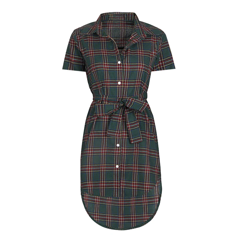 Cena Bluzki koszule Damskie Nieregularne Plaid Koszula Sexy Tunika Kobiece Bluzki kr oacute;tki Rękaw Turn Down Collar Biuro topy WS8134M