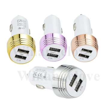 

1000pcs/lot 5V 2.1A Universal dual usb car charger 2 usb ports Adapter for Iphone 7 5 6 for samsung for htc