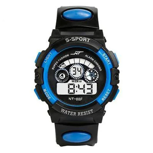 NT Водонепроницаемый дети мальчик часы цифровой светодиодный кварц сигнализации Дата спортивные наручные watchcolour: синий