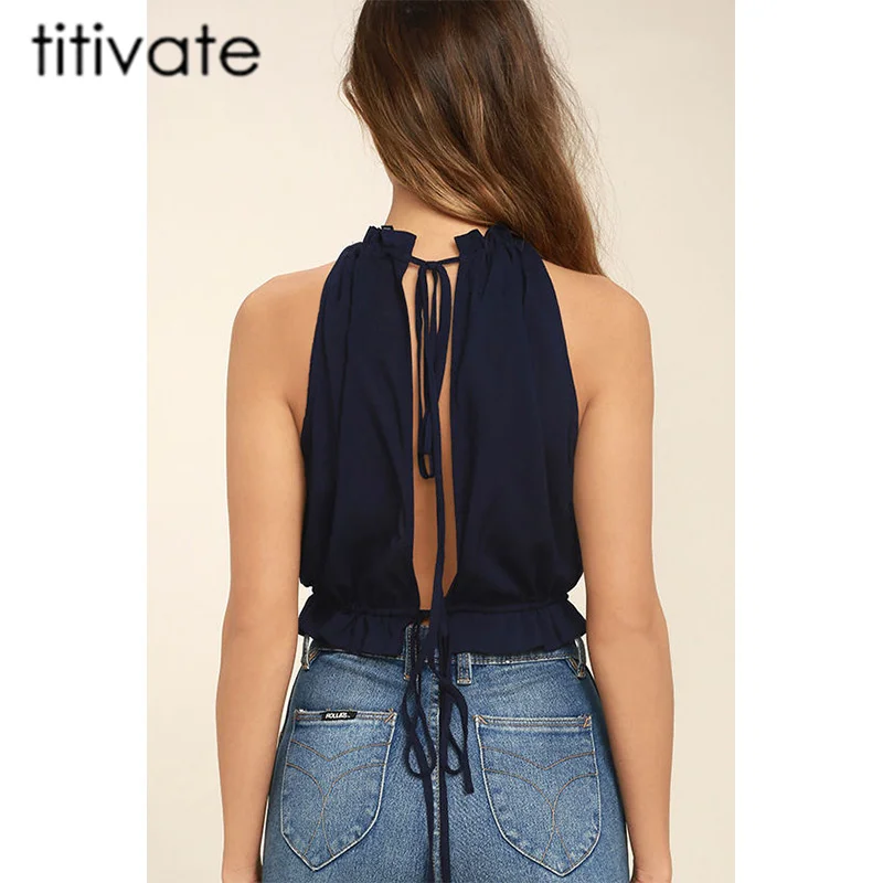 TITIVATE 2 Colors O Neck Elegant Tank Top Women Sexy Sleeveless
