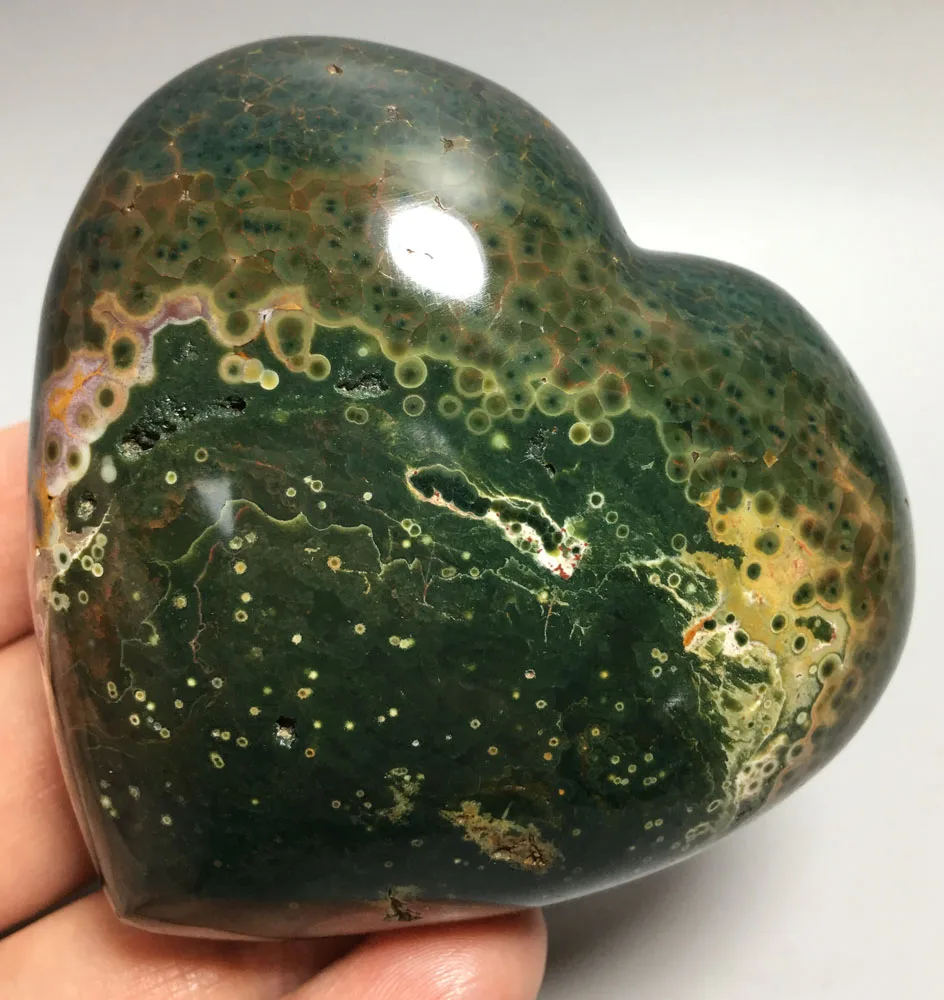

335g NATURAL OCEAN JASPER QUARTZ CRYSTAL HEART HEALING wedding souvenirs