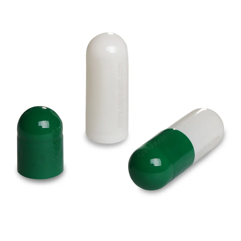 

5000 pcs/ Carton Separated Empty Gelatin Capsule Green & white Capsules Size #0 For Capsule Filler Machines