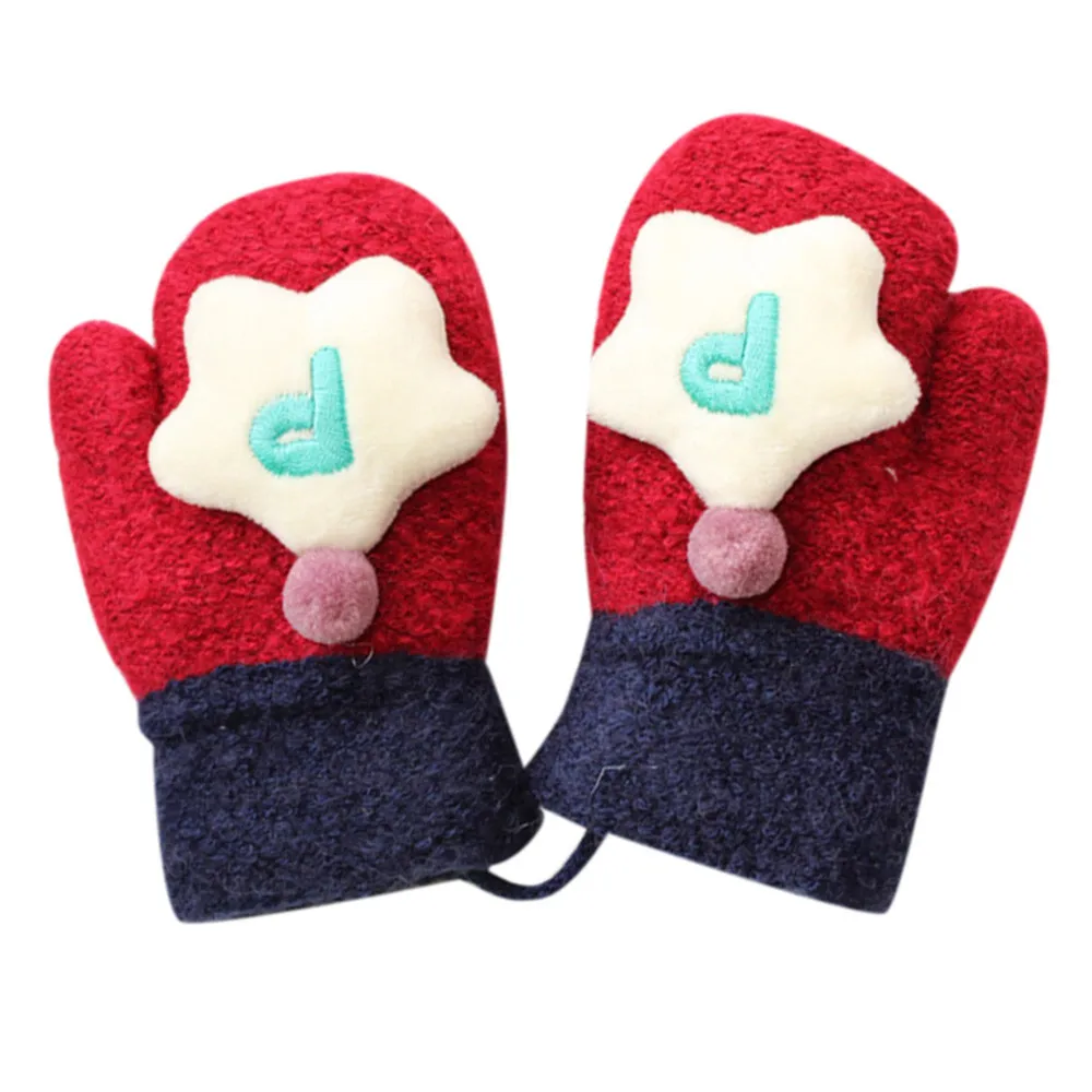 Милые теплые зимние перчатки на лямках для маленьких мальчиков и девочек; Зимние перчатки для детей; теплые перчатки для мальчиков и девочек;