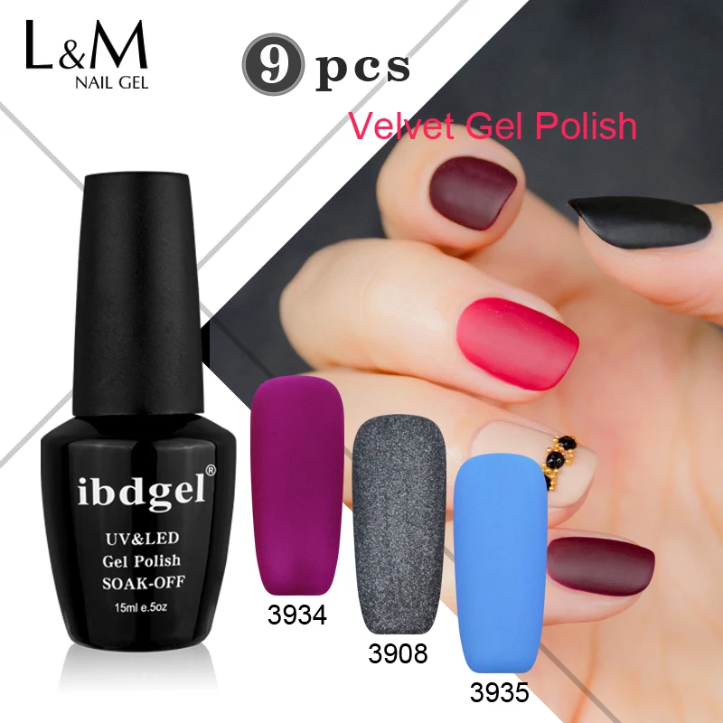 Matte Velvet Gel 9 Pcs Lot Nails Polish Set Nail Art Decorations