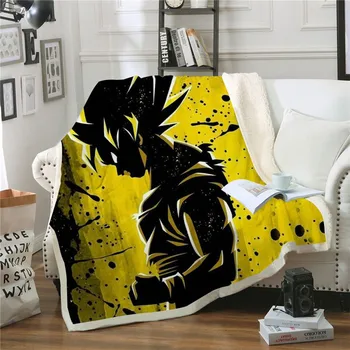 

Anime Goku Throw Blanket Mat Soft Bedspread Print Sherpa Blanket Family Office Travel Quilt
