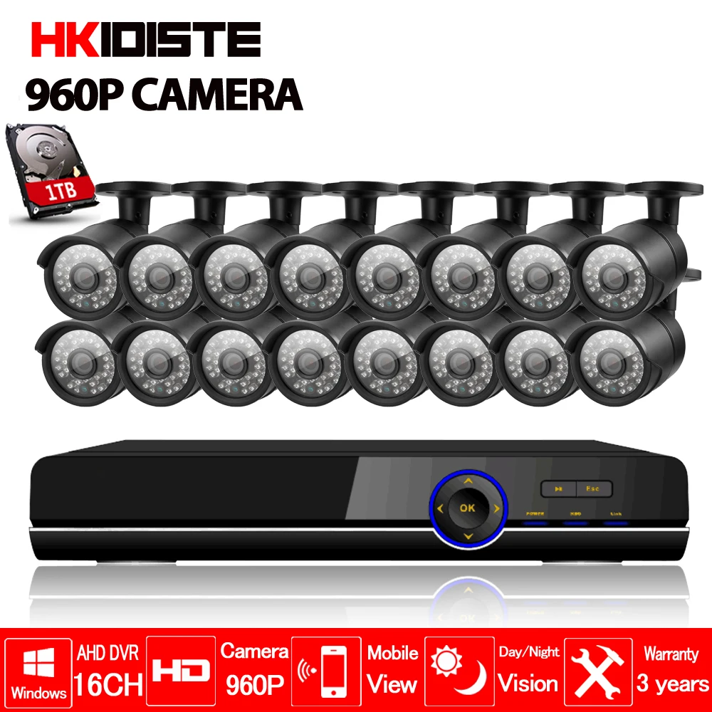 AHD 16CH CCTV System 1080P HDMI DVR Kit 2500TVL Outdoor Security Waterproof Night Vision AHD 960P 16 Cameras Surveillance Kits