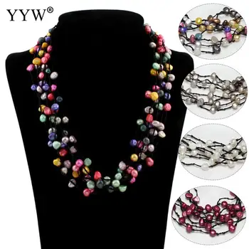 

Freshwater Pearl Sweater Chain Necklace with Nylon Cord Baroque for woman 7-10mm Sold Per Approx 68-71 Inch Strand