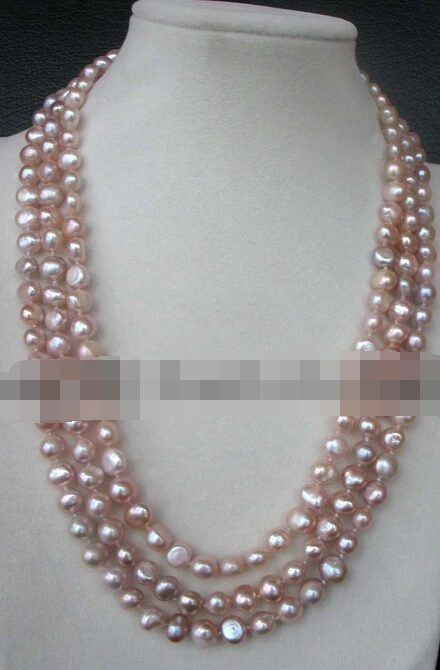 

ddh003804 3rows freshwater pearl purple baroque necklace