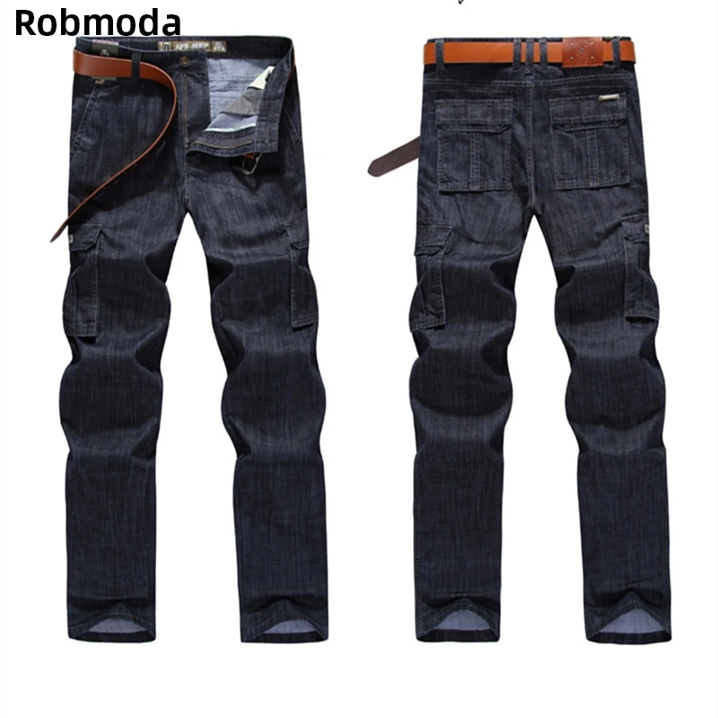 

Men jean Big Size 2019 high quality pants homme Casual Military Multi-pocket Jeans Male Clothes streetwear casual trousers 2019