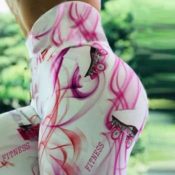 

2019 3D sexy Printed Skates Printed Legging fitness leggings Hollow Waistband High Waist Moving Sportwear White Pink pants