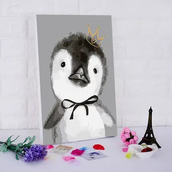 

diy oil painting cute cartoon animals coloring by numbers penguin modular painting pig digital paint by numbers rabbit