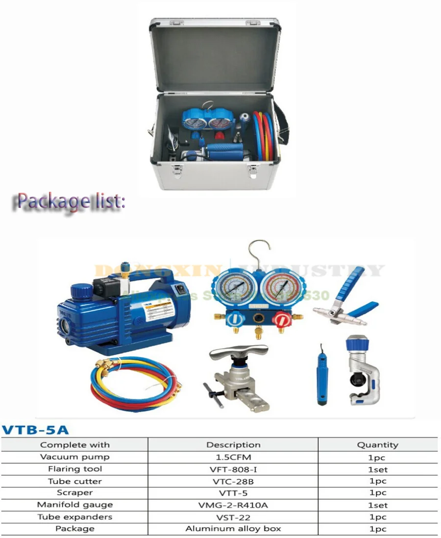 New arrived VALUE 7in1 VTB 5A Refrigeration Repair Tool Set With