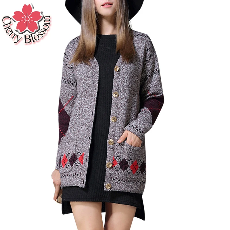 XL 5XL Women Sweater Autumn Winter Long Sleeve Knitting Thicken Cardigans Coat Jacket Woman Print Loose Sweater Outerwear