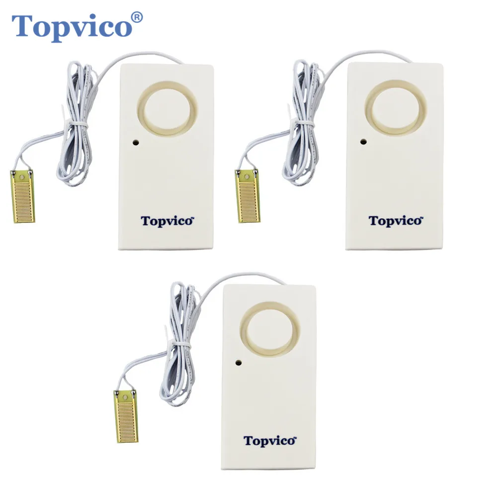 Topvico 3 шт. детектор утечки воды Сенсор Сигнализация утечки обнаружения 130dB оповещения Беспроводной дома Охранной Сигнализации Системы