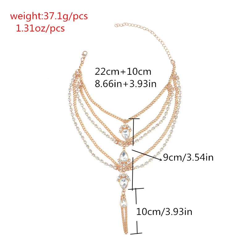 Модная пикантная многослойная цепочка-коготь, ножная цепочка, Кристальные пляжные сандалии с подвеской в виде капли воды, стразы, браслет на ногу, массивные украшения