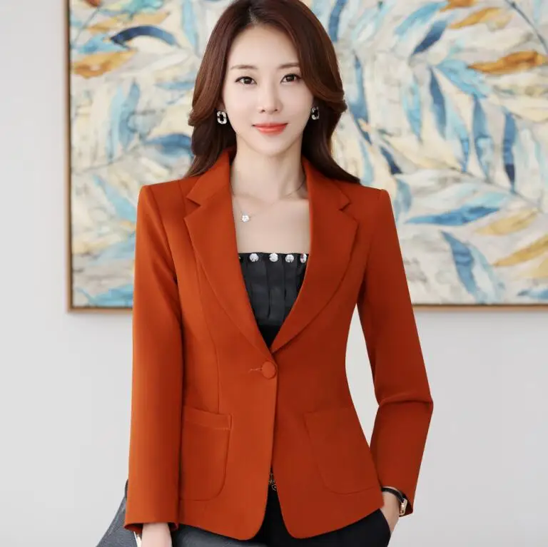 Naviu Модный высококачественный Блейзер прямой и гладкий жакет для офисных леди стиль формальная рабочая одежда размера плюс пальто - Цвет: brown blazer