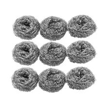 TFBC New 9Pcs Silver Tone Stainless Steel Wire Kitchen Pot Scrubber 7.5cm / 3″