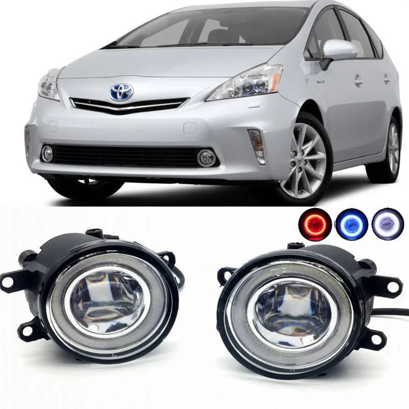 For Toyota Prius V 2012 2015 2 in 1 LED Cut Line Lens Fog Lights Lamp 3
