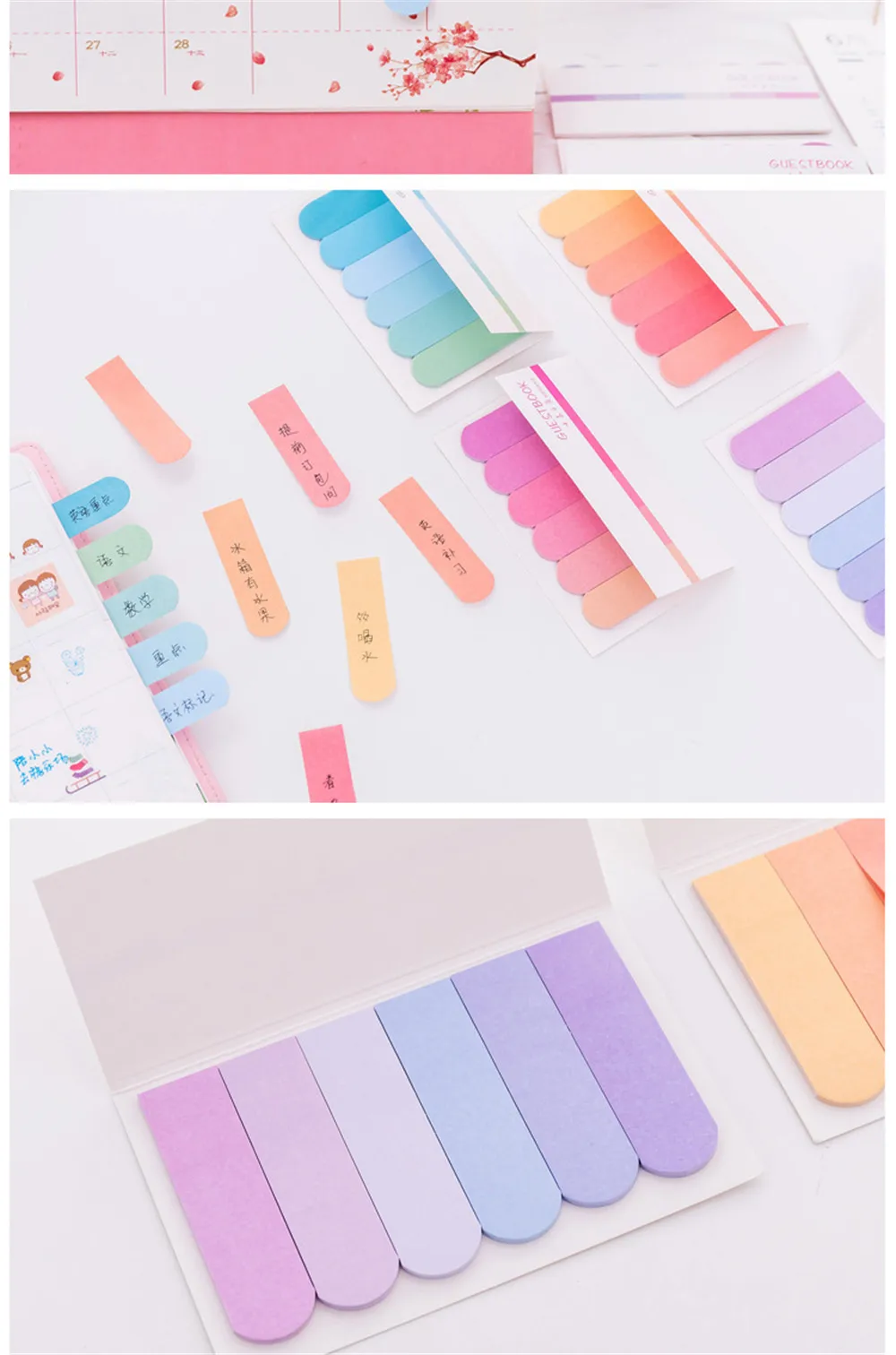 Creative six color gradient post-it notes Office learning Stationery Message Memo Notes N Times Stickers Color Notes Book