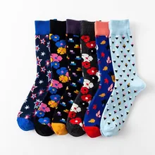 V-Hanver Заводские оригинальные 6 цветов мужские носки хлопок Красочные платья счастливые носки новинка Печать узорчатый для подарка на Рождество