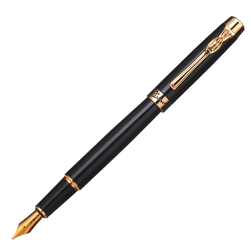Пикассо 933 Pimio Avignon авторучка Классический Золотой зажим роскошный Иридиевый тонкий наконечник Подарочная коробка на выбор офисная деловая ручка для письма - Цвет: Bright Black