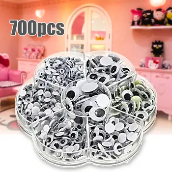 

Universal 700Pcs 4/5/6/7/8/10/12mm Total Mixed Googly Eyes Self-adhesive DIY Scrapbooking for Teddy Bear Stuffed Toy Doll Parts