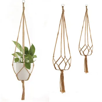 

1pc handmade macrame plant hanger Horticultural Greening Flowers Pot Hanging Basket Net wall Balcony countyard garden decoration