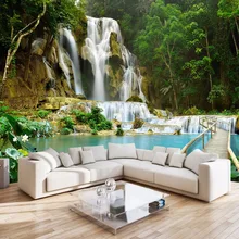 Водопад пейзаж 3D нетканый ТВ фон фото обои Гостиная Спальня на заказ настенные фотообои покрытие Papel Pintado