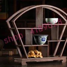 Твердой древесины куриное крыло дерева, веер формы(большой размер) curio полки, орнамент маятник стойки