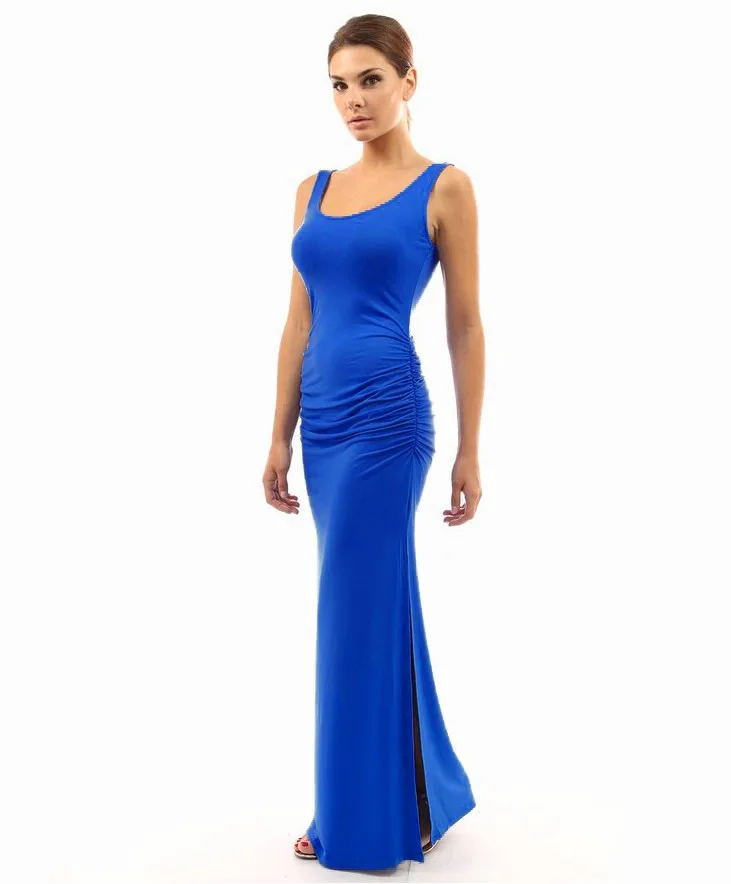 Элегантное женское сексуальное платье с О-образным вырезом без рукавов, тонкое Макси платье с разрезом, длинное платье Vestidos