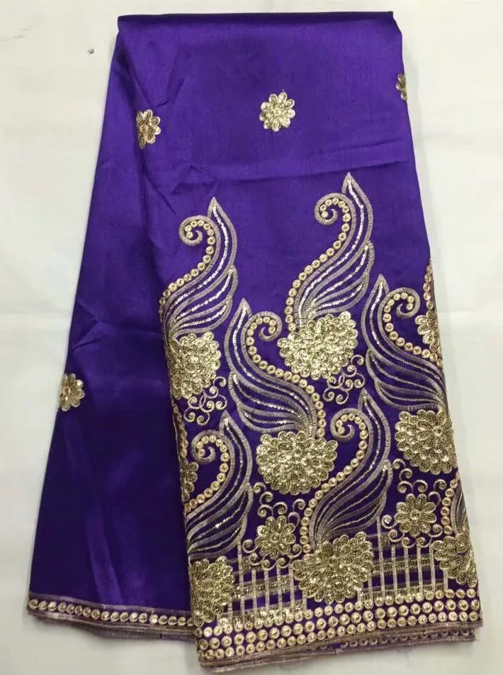 

Hot sale Nigerian wedding lace high quality fabric sequins embroidery george purple lace fabric for women