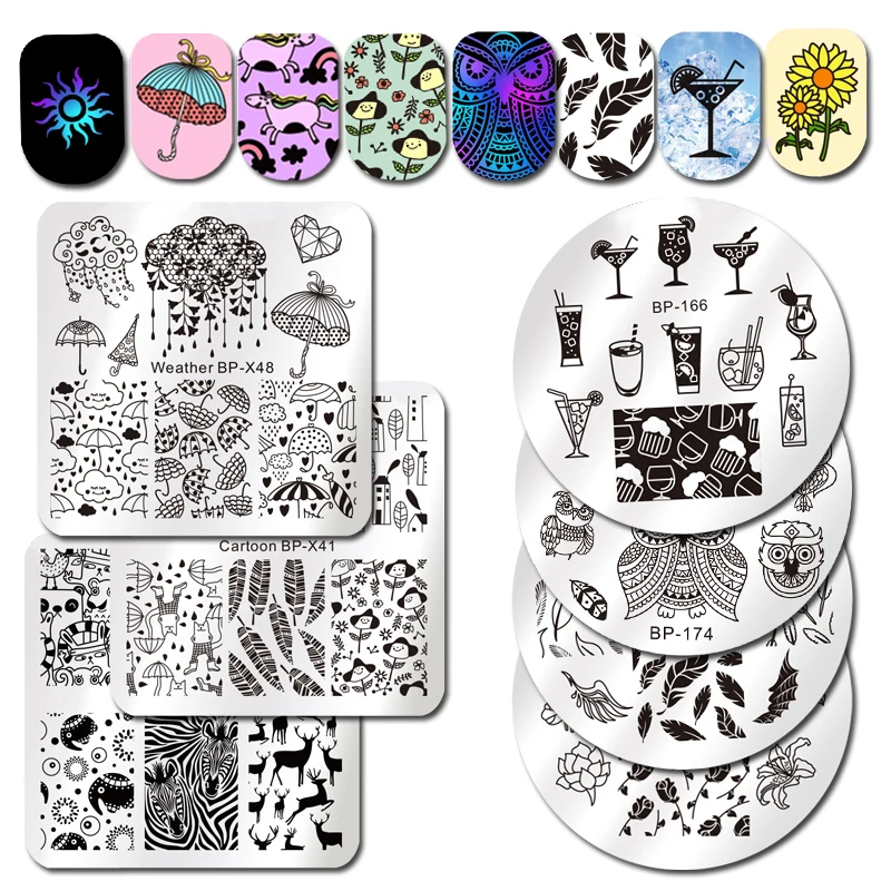 

BORN PRETTY 1Pc Stamping Plate Fruit Juice Beer Soda Drinks Retro Totem Devil Scorpion Manicure Nail Art Image Plate