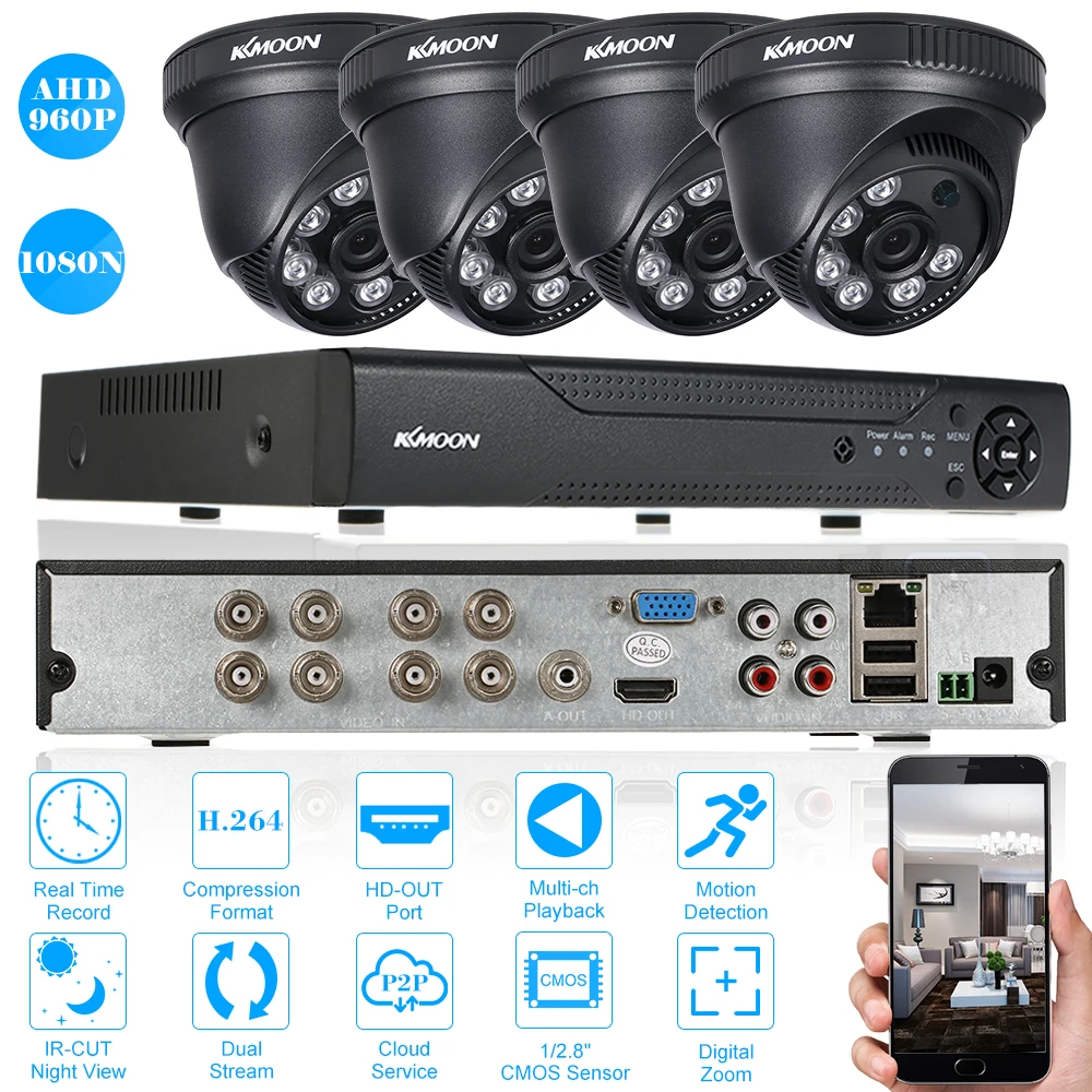 

KKmoon 8CH CCTV System 1080N Motion Detection Night Vision Security Camera 4PCS 960P DVR Day/Night Kit Video Surveillance System