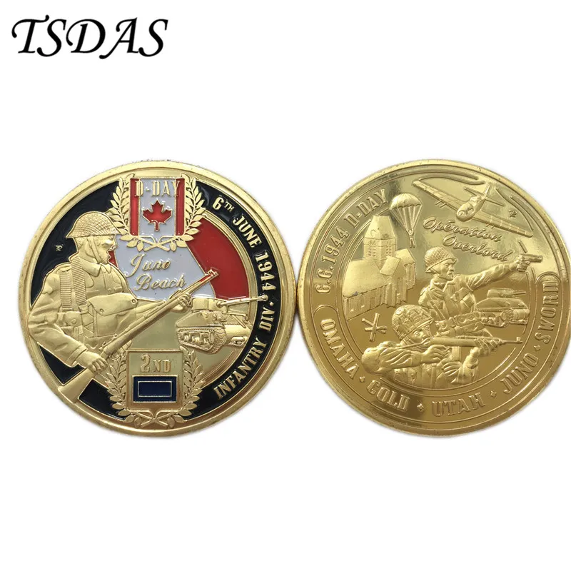 

24k Gold Plated Coin Fancy 1944 6.6 D-DAY Challenge Gold Commemorative Coins Free Shipping