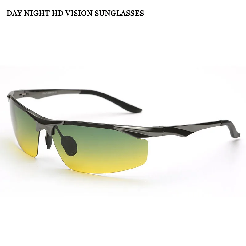 VEGA крутые поляризованные солнцезащитные очки для вождения для мужчин, лучшие очки для вождения на День и ночь, оправа из сплава с полуободком, желтые линзы 2206 - Цвет линз: YELLOW GREEN 1