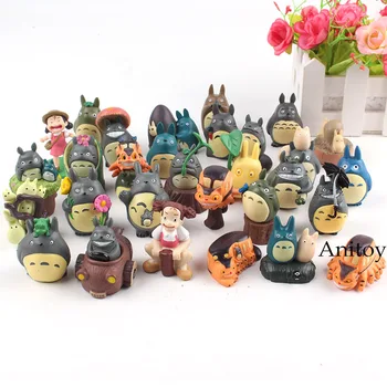 

My Neighbor Totoro Cat Bus Mei Lovely Mini Totoro PVC Miyazaki Ghibli Decoration Collection Model Toys 10pcs/set 1.5-5.5cm